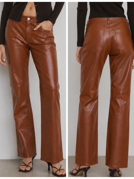 A.L.C. Pants - ALC Freddie Faux Leather Pants in Cognac Brown